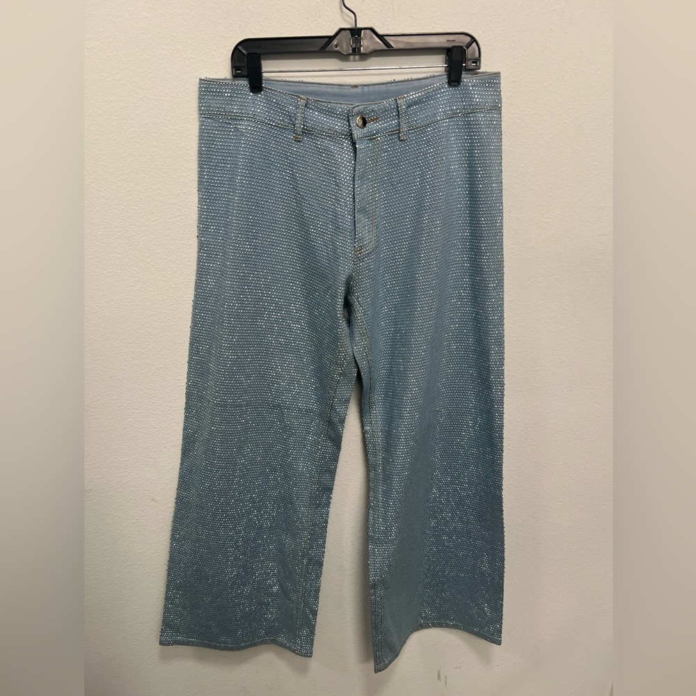 All Over Studded Jeans - Y2K - Wide leg - Denim Stretch Pants - Size L